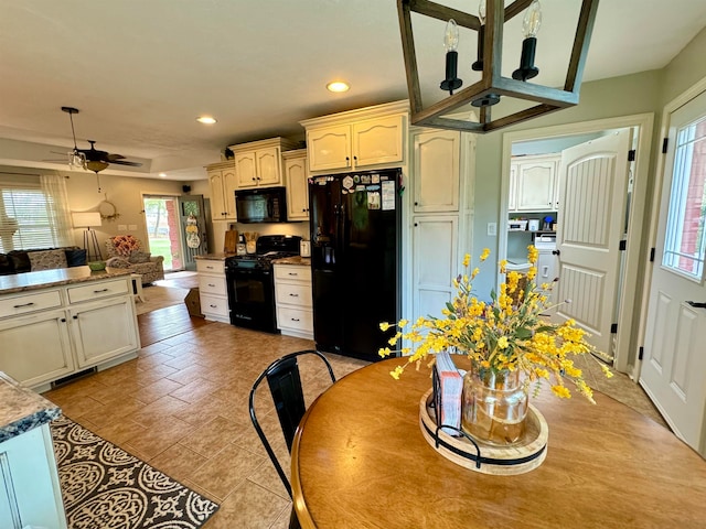 dining area with ceiling fan and plenty of natural light