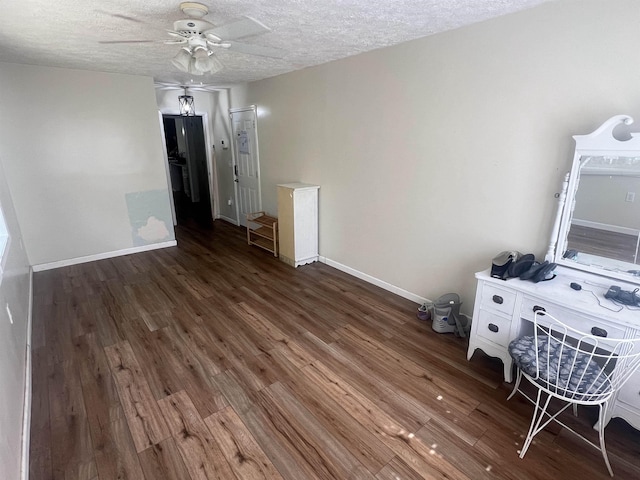 1405 Hurricane Dr, Sardis, TN 38371 - interior space with a textured ceiling, ceiling fan, and wood finished floors