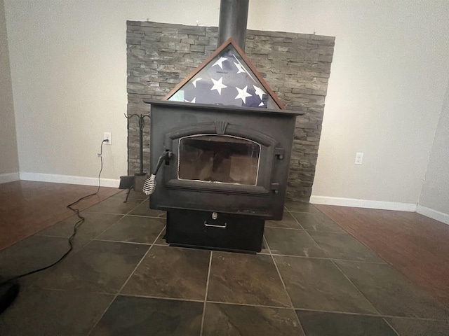 1405 Hurricane Dr, Sardis, TN 38371 - interior details featuring baseboards and a wood stove