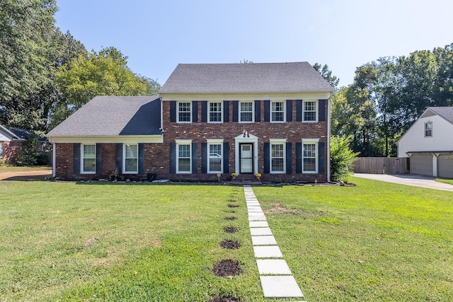 colonial house with a front lawn