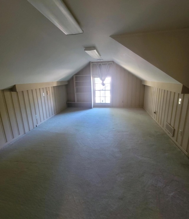 additional living space with carpet and vaulted ceiling