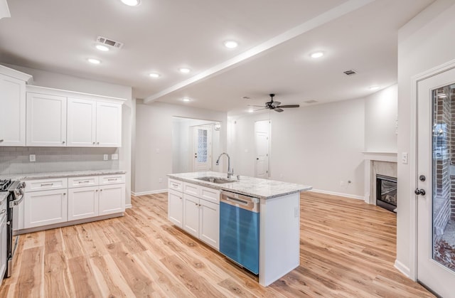 kitchen with white cabinetry, sink, and stainless steel appliances