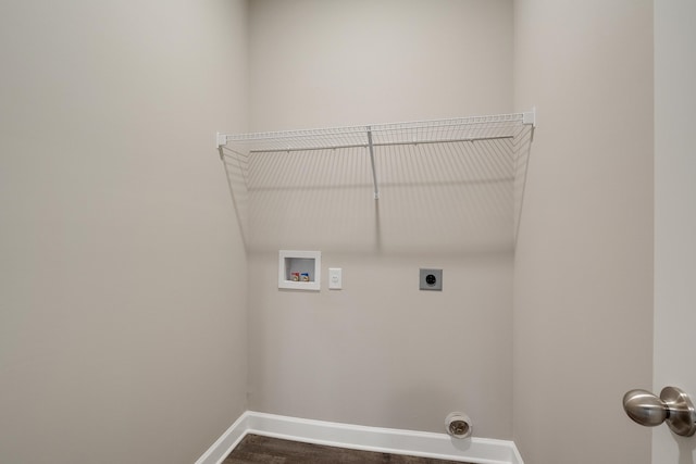 laundry room featuring washer hookup, hardwood / wood-style floors, and hookup for an electric dryer