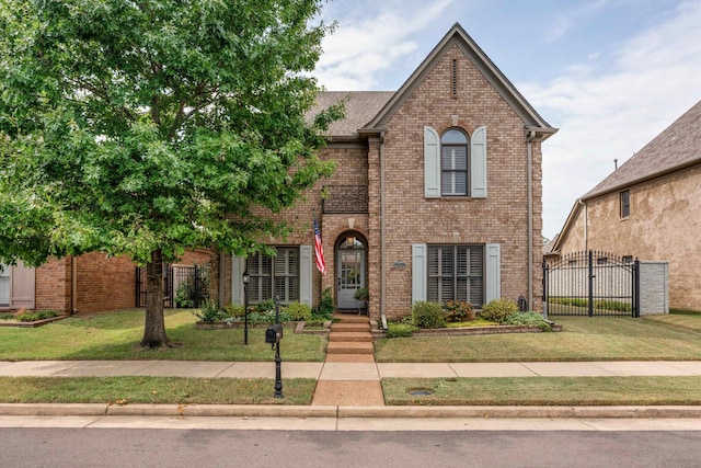 view of front of property with a front lawn