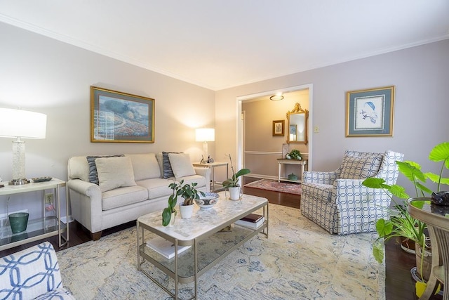 7150 Woodridge Ln, Germantown, TN 38138 - living area featuring wood finished floors and crown molding