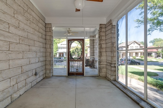 view of unfurnished sunroom