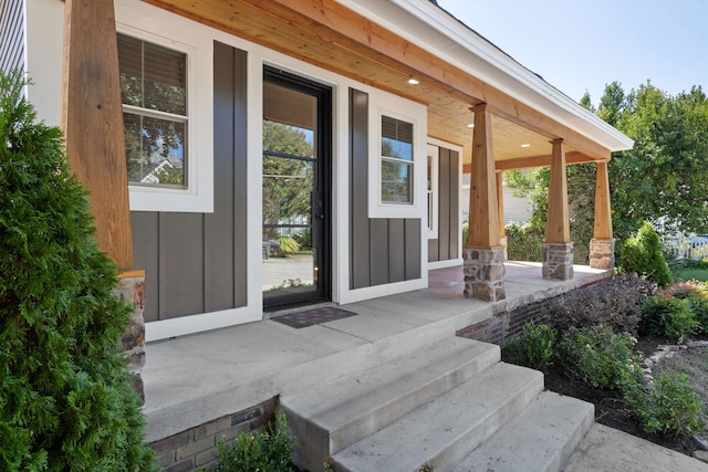 entrance to property with a porch