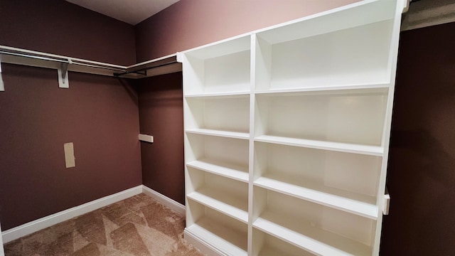 walk in closet featuring carpet floors