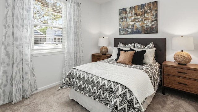 bedroom with carpet and multiple windows