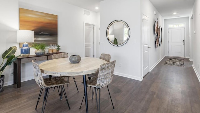 dining room with dark hardwood / wood-style floors