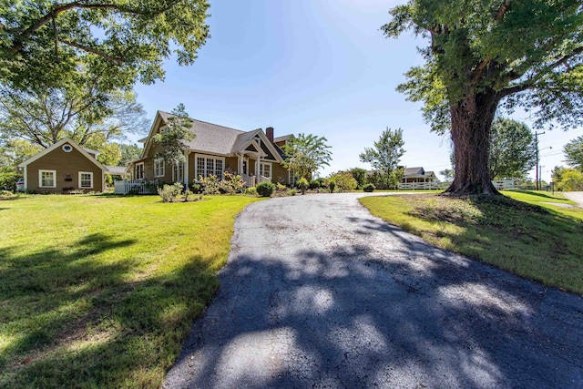 view of front of home with a front yard