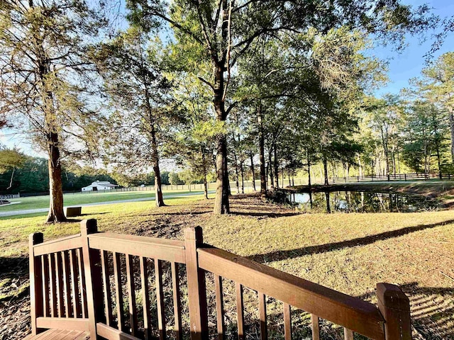 view of yard with a water view