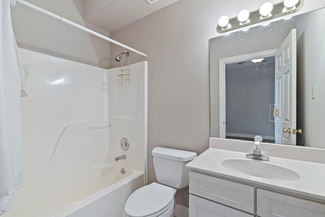 full bathroom featuring vanity, toilet, and shower / bath combo with shower curtain