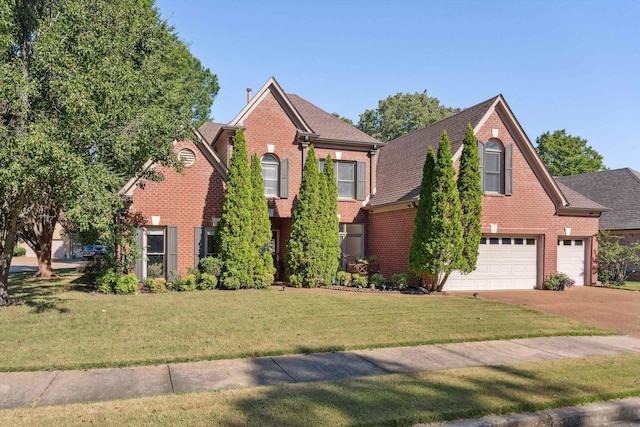 view of front facade featuring a garage and a front yard