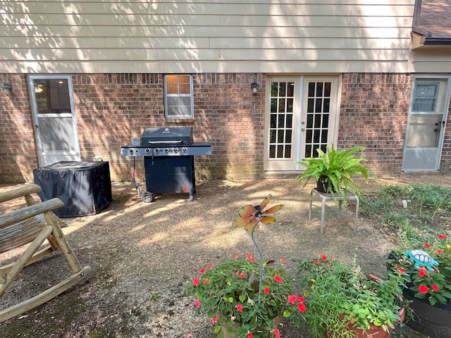 view of patio / terrace with french doors and grilling area