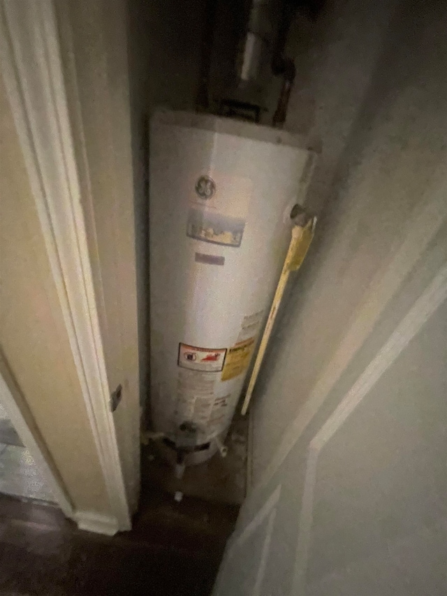 utility room with water heater