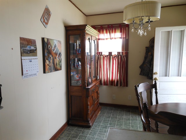 dining room featuring a chandelier