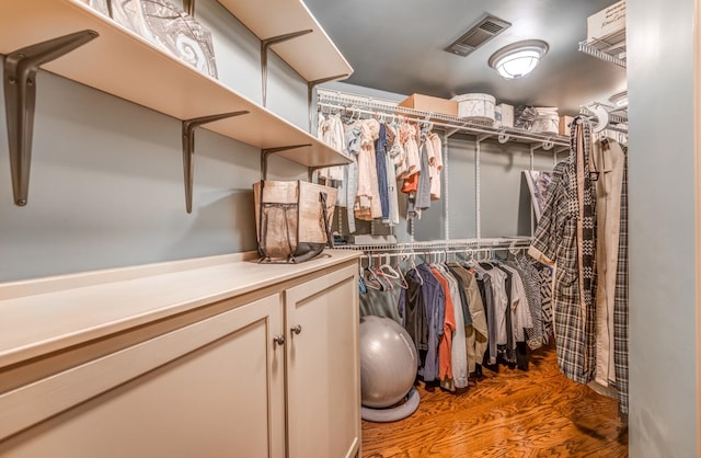 spacious closet with hardwood / wood-style floors