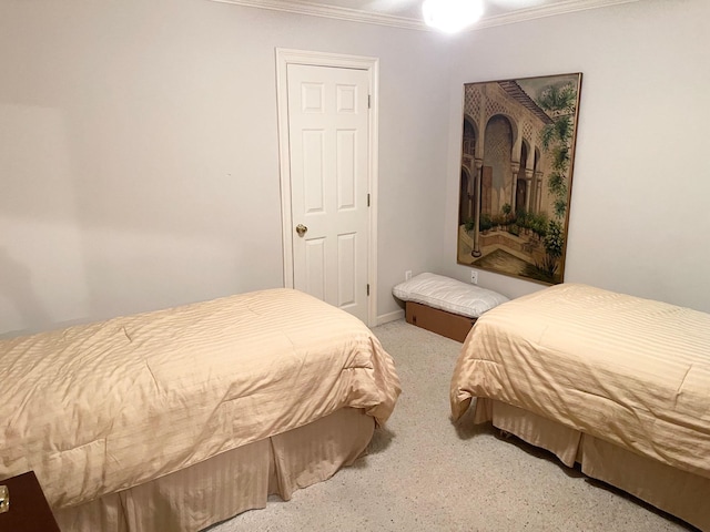 bedroom featuring crown molding