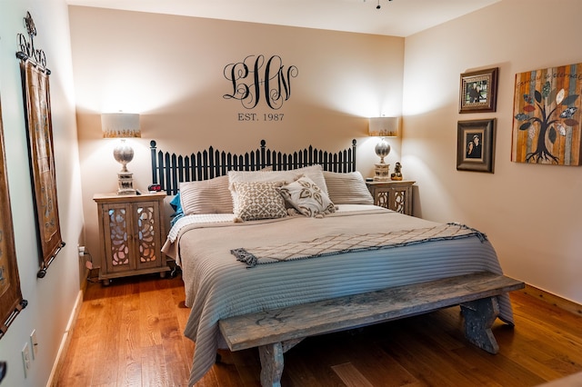 bedroom featuring light wood-type flooring