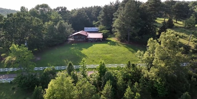 aerial view featuring a rural view