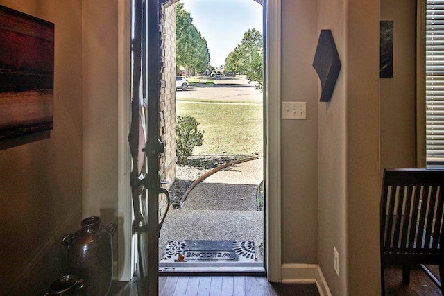 entrance foyer with hardwood / wood-style floors