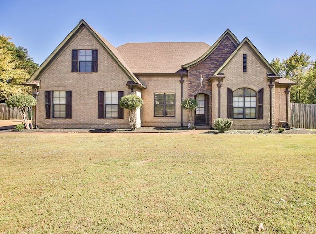 view of front of home featuring a front lawn