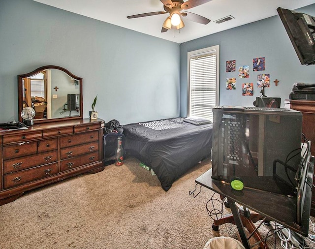 bedroom with carpet and ceiling fan