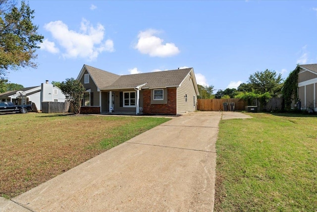 view of front of home featuring a porch and a front yard