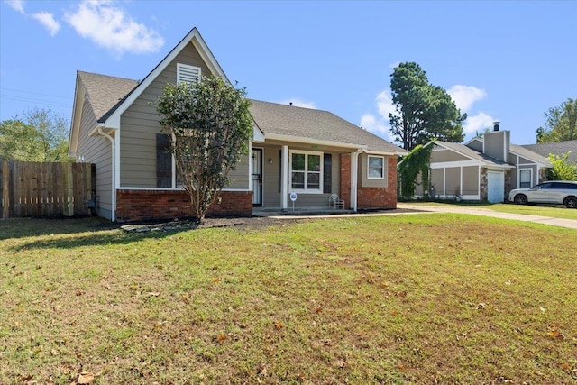 single story home with a front yard