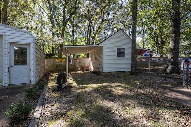 exterior space with a storage unit