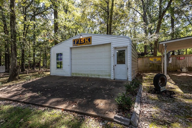 view of garage