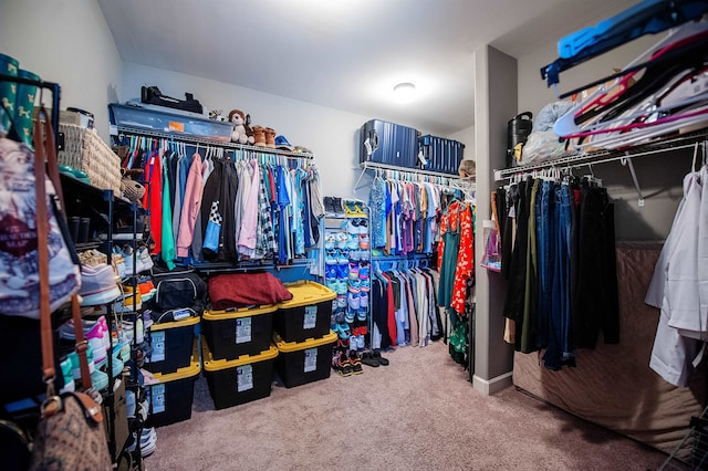 walk in closet featuring carpet