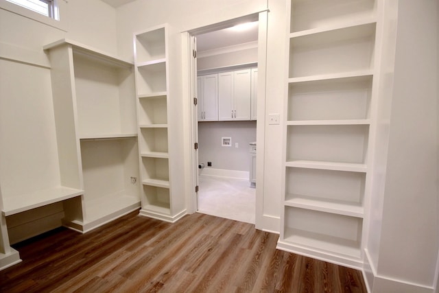 spacious closet featuring hardwood / wood-style floors