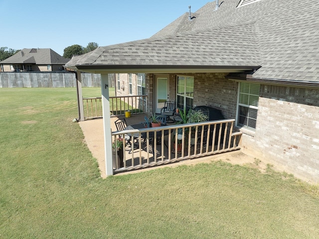 deck with a lawn