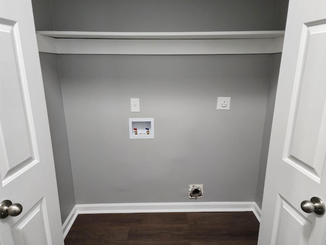 washroom featuring hookup for a washing machine, hardwood / wood-style flooring, and electric dryer hookup