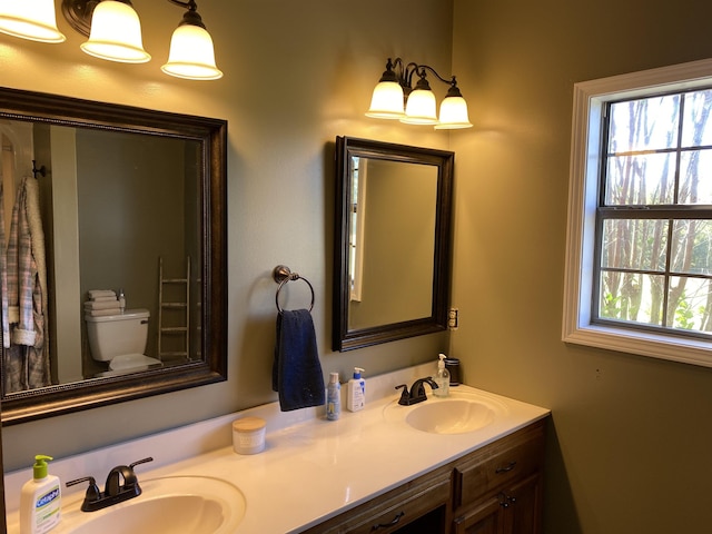2845 Gilchrist Stantonville Rd, Stantonville, TN 38379 - bathroom featuring double vanity, toilet, and a sink