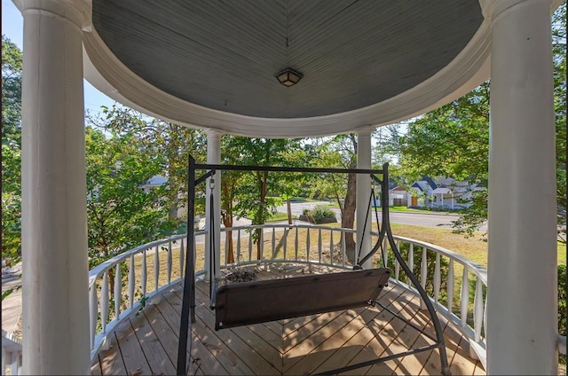 wooden deck with covered porch