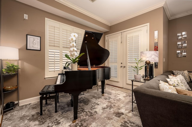 21 Mina Ave Unit 207, Memphis, TN 38103 - sitting room with ornamental molding, baseboards, and french doors