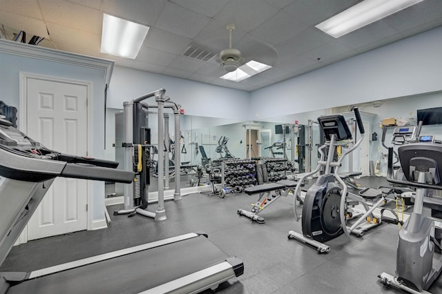 21 Mina Ave Unit 207, Memphis, TN 38103 - gym with ceiling fan and a paneled ceiling