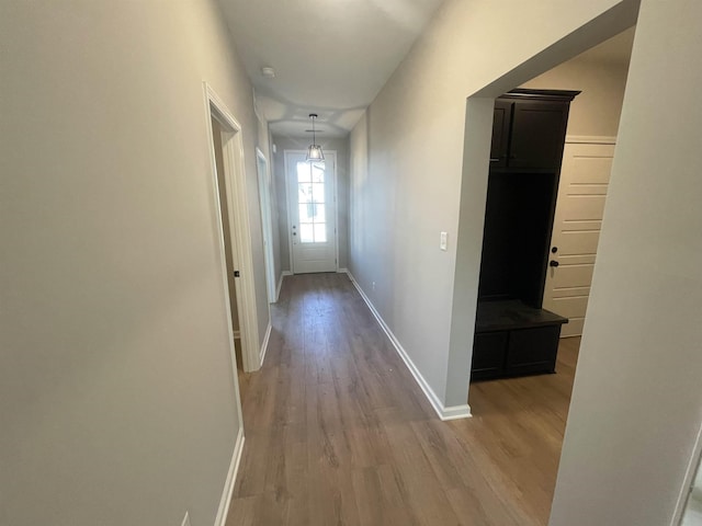 hallway featuring light wood-type flooring