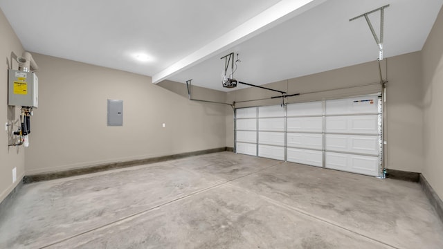 garage featuring a garage door opener and electric panel