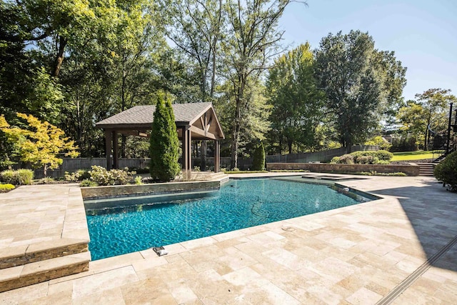 view of pool featuring a gazebo and a patio area