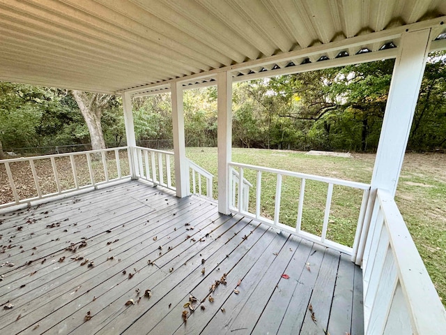 wooden deck with a yard