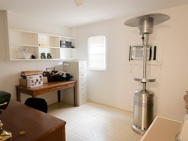 office space with a wall mounted air conditioner