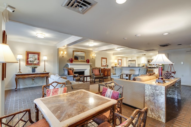 dining room with ornamental molding