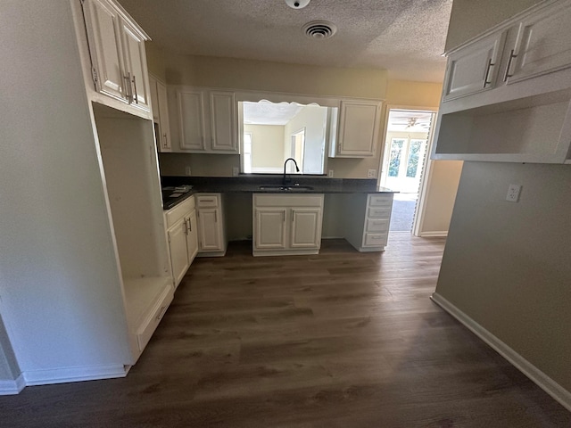 kitchen featuring sink, white cabinets, and dark hardwood / wood-style floors