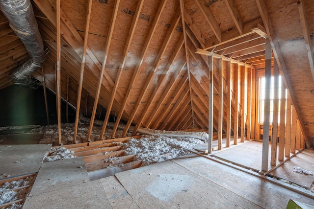 view of unfinished attic