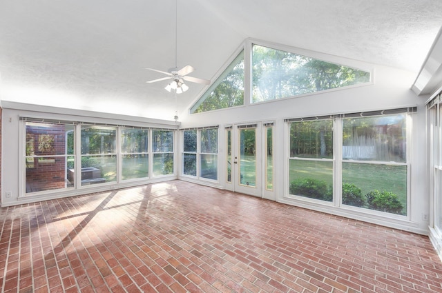 825 Barham Ln, Bolivar, TN 38008 - unfurnished sunroom featuring lofted ceiling and ceiling fan