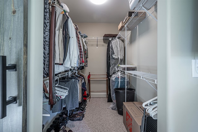 walk in closet featuring carpet